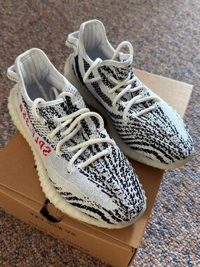 Yeezy Boost 350 V2 Zebra Black White with Red Accent